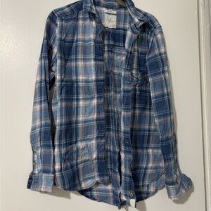 American Eagle Outfitters Blue and White Plaid Shirt